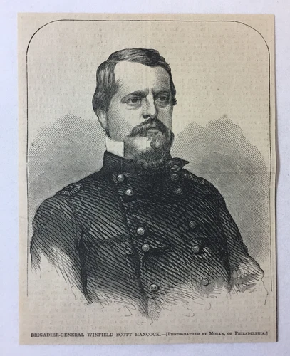 1862 magazine engraving~ BRIGADIER GENERAL WINFIELD SCOTT HANCOCK