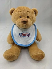 HugFun Bear Rattle Plush Baby Boy Bib 11 Inch Family Dollar Stuffed Animal Toy