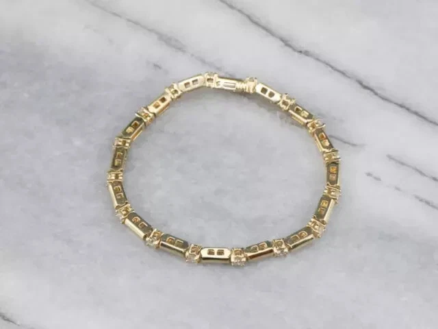 14K Yellow Gold Finish  Round Cut Lab Created Diamond Women's Tennis Bracelet - Image 2 of 4