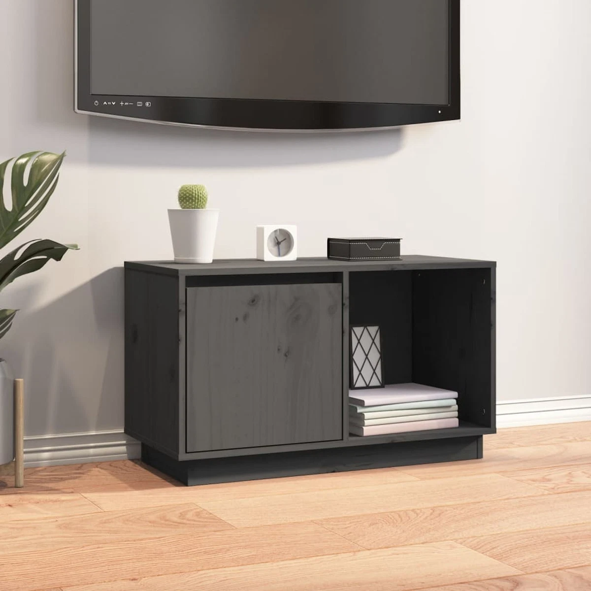 Grey solid wood tv unit deals