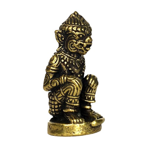 Tesoro Hanuman Dios Mono, Rey del Mono Amuleto Tailandés Vintage Latón Oro - Imagen 7 de 8