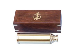 Deluxe Class Solid Brass Captain's Spyglass Telescope 15" w/ Rosewood Box