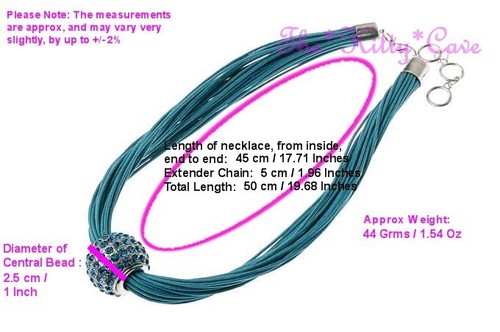 Colour Pop Multi Kordel Schieber Kugel Anhänger Halsband Halskette mit Swarovski Kristallen - Bild 4 von 7