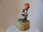 Vintage Taiwan Girl Sitting On Log Figurine Rotating Music Box — photo 2