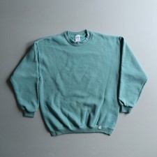 Vintage Russell Athletic Green / Blue Blank Sweatshirt Womens Her 90s Large USA