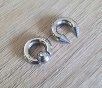 2 Silver Steel Captive Bead Septum Ring Spiked Cone Horseshoe Gauges cbr Jewelry
