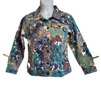 Women's Bend Over Jacket Button Down Paisley Multicolor Size 08P Quality  #0194