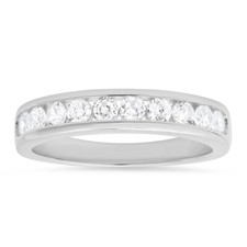 Channel-set Round CZ Band Ring - 925 Sterling Silver