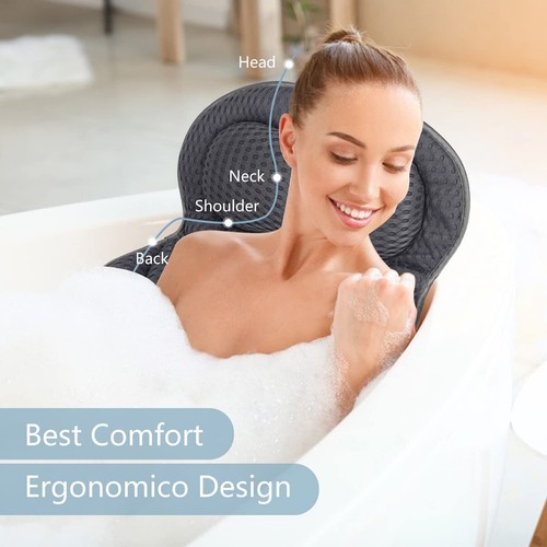 Bath Pillow Luxury Waterproof Home Spa Non-Slip Comfort Bathtub Headrest Cushion - Picture 6 of 9