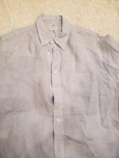 Men’s Brooks Brothers Regent Short Sleeve Button Down Linen Shirt Size XL Blue 