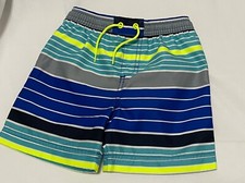 tea collection blue printed swim trunks upf40 striped neon accent 3