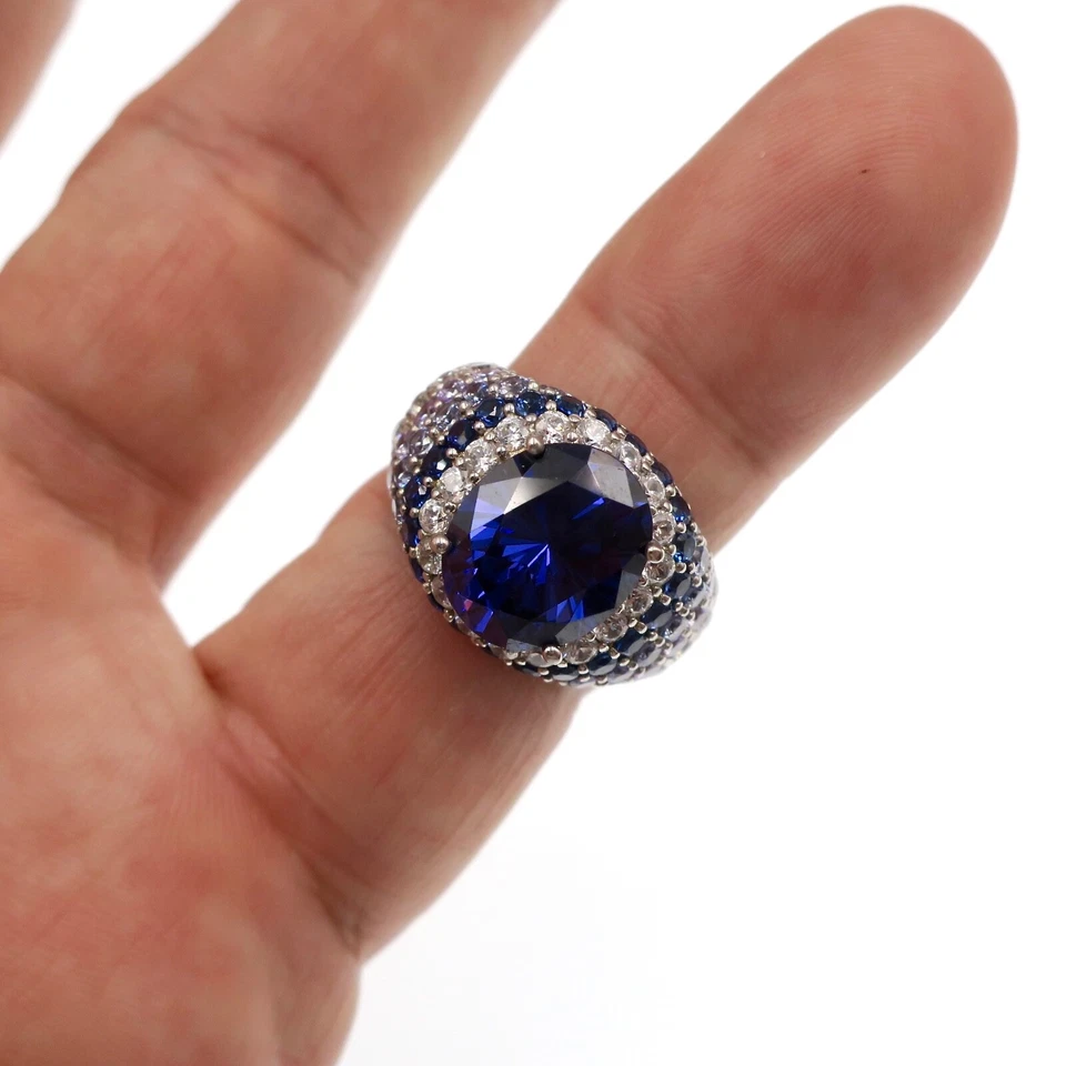 Anillo de rodio sobre plata esterlina color tanzanita circonita talla 7 Foto 2 de 4