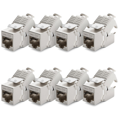 8x CAT 6a Keystone Jack Modul RJ45 STP Netzwerk Patchpanel LAN Kabel Adapter