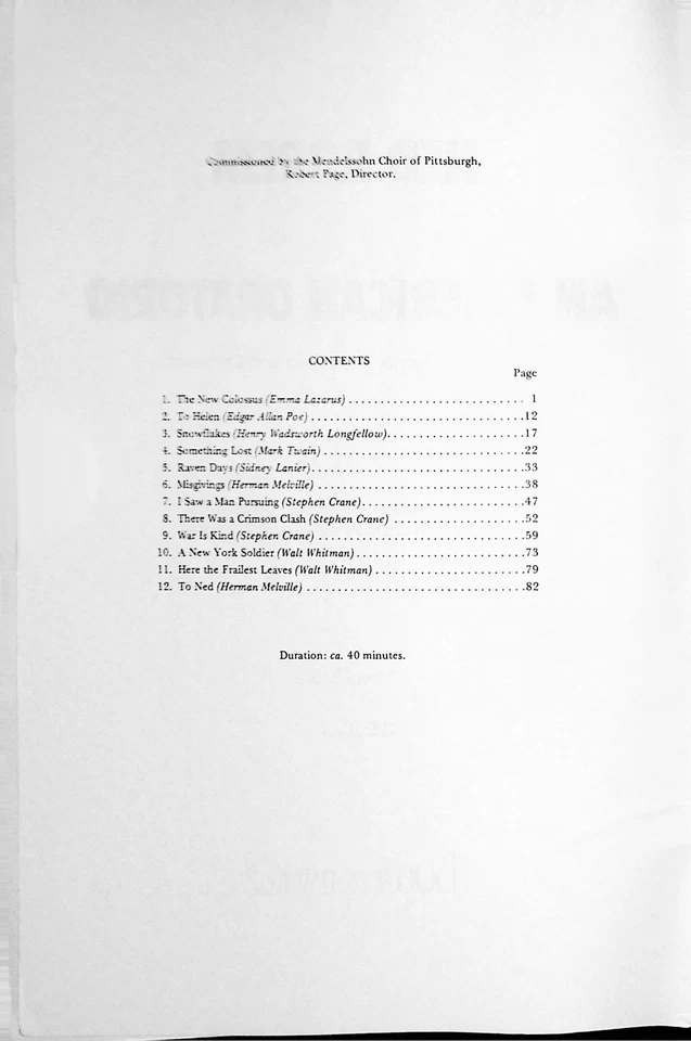 Ned Rorem - An American Oratorio /Tenor, Chorus & Orch. - Rare Vocal Score! - Image 3 of 4