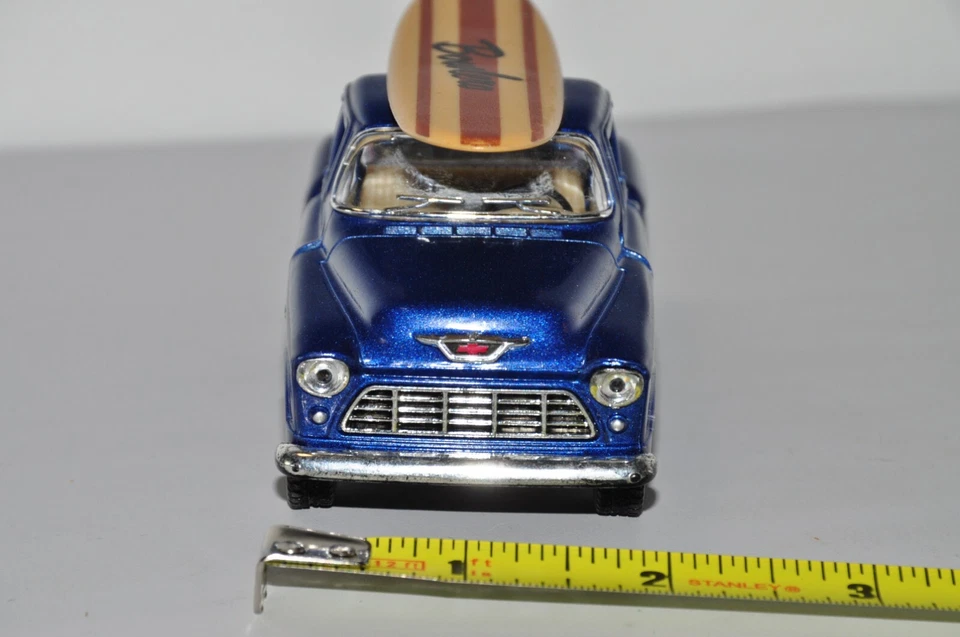 KINSMART DIECAST 1955 CHEVY STEPSIDE PICK-UP KT5330 1/32 Bowlero SURFBOARD Blue - Image 4 of 4