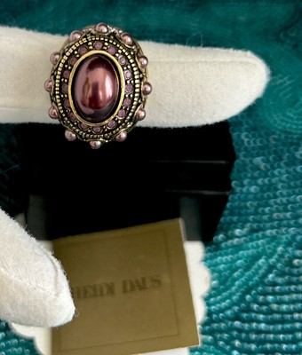 Signed Heidi Daus purple pearl &pink crystal Pave Ring Sz:8.5 | eBay