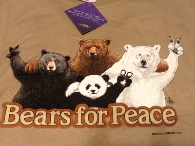 Bears for Peace T-shirt S Unisex NEW NWT Tan Cotton Anvil