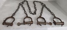 Antique Metal Iron Handcuffs Style Shackles Props - With 4 Cuff Total 60 Inch