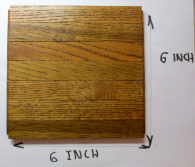 (1) 6''x6'' Color Tile USA 1970 Honey Rustic Oak Waxed Wood Parquet 7 Finger Strip