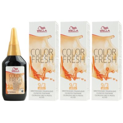 Wella Color Fresh Tönungsliquid 3 x 75 ml 9/3 lichtblond gold Set