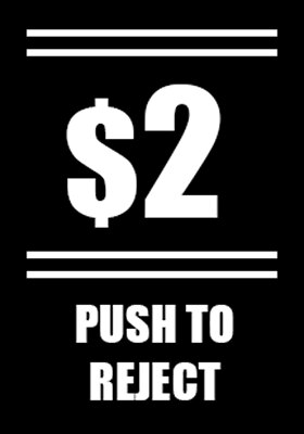 Push To Reject Arcade Coin Door Button Insert - $2 - 10 Pack - 18 x 26mm