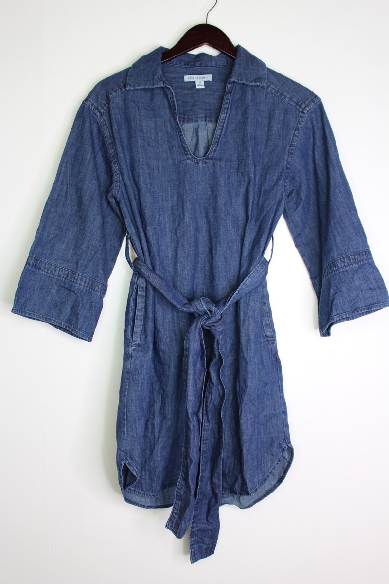 Womens Free Assembly Square Sleeve Shift Denim Dress Medium Indigo Wash  Size XS | eBay
