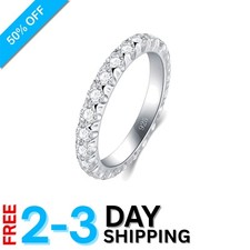 Gorgeous 3mm Sterling Silver Cubic Zirconia Band - Hypoallergenic Women's Ring