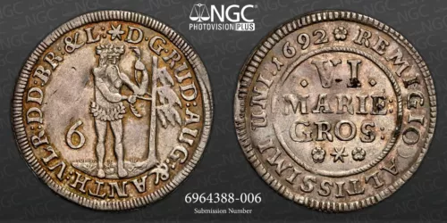 1692 GERMANY BRUNSWICK-WOLFENBUTTEL 6MG NGC AU DETAILS