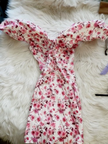 Dark Floral Balloon Sleeve Mini Dress 