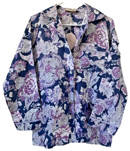 NWT ~ PAPINELLE Ella Luxe WISTERIA Floral Silk Cotton PAJAMA PJ Top Sz S - Picture 4 of 10