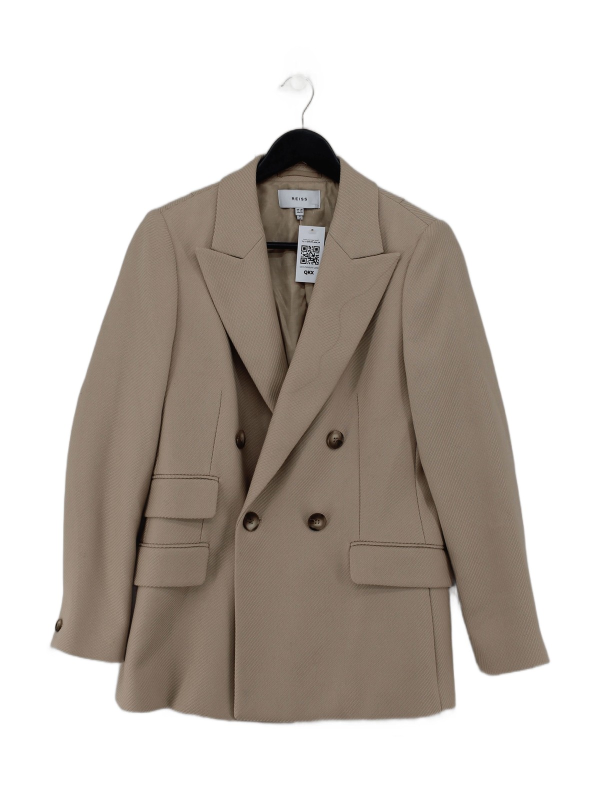 Reiss Women's Blazer UK 10 Tan Wool with Polyester Overcoat