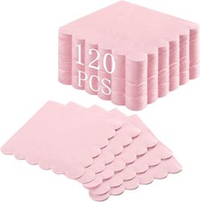 Pink Scalloped Cocktail Napkins 120 Pcs 5x5in