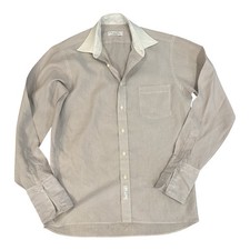 Christian Dior Chemises Men  s Cream Button Down Shirt 22  Pit to Pit Luxury