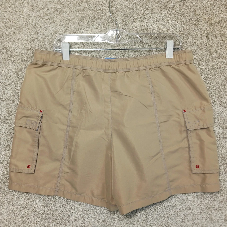 Pantalones Cortos de Natación Catalina Para Mujer Grandes 12 14 Beige Tostado Bolsillos de Carga Cordón Playa Foto 3 de 4