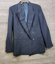Yves Saint Laurent Blazer Mens 40 Blue Pinstripe Double Breasted Jacket France