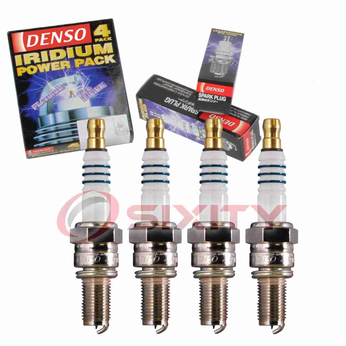 4 pc DENSO 5366 Iridium Power Spark Plugs for IU27A 3521 Ignition Wire zy