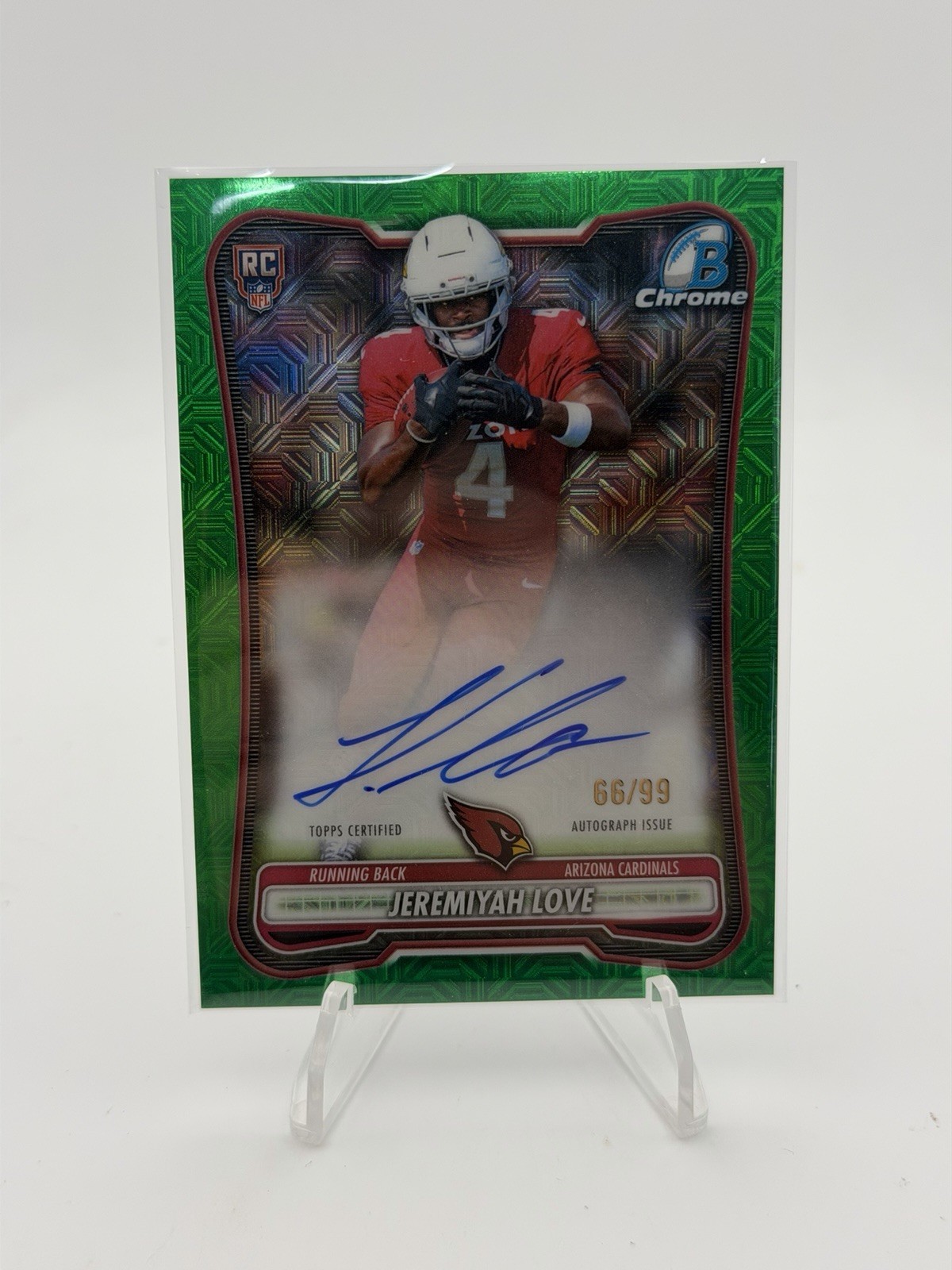 2026 Bowman Chrome Mojo Green Auto 66/99 Jeremiyah Love #BCRA-JLO