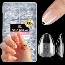 UNA GELLA Extra Short Almond Nail Tips Full Cover 504 Count Pack of 1 