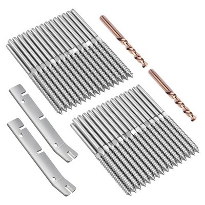 BLIKA 60 Pack 1/8'' Cable Railing Kit Right&Left Swage Lag Screws 1/8'', Silver