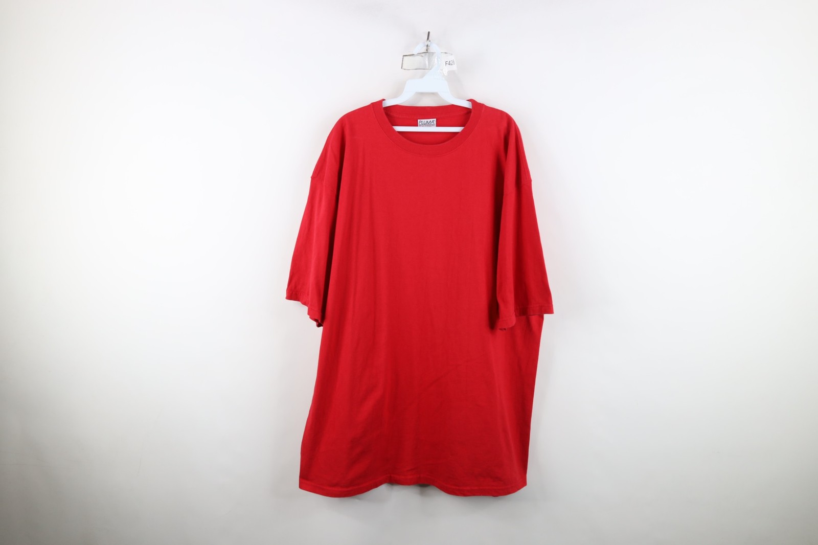 Vintage 90s Streetwear Mens XL Faded Blank Heavyweight Baggy T Shirt Red Cotton