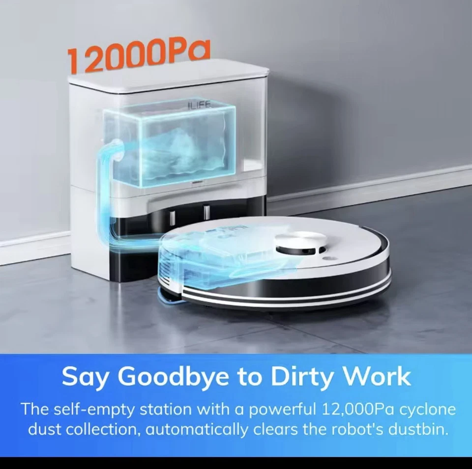 Robot Vacuum and Mop Combo, Self emptying, 60 day capacity, App/remote , 180 min Foto 4 de 4