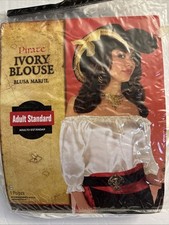 Pirate Ivory Blouse Costume Halloween Medieval Cosplay Dress Up Adult Standard