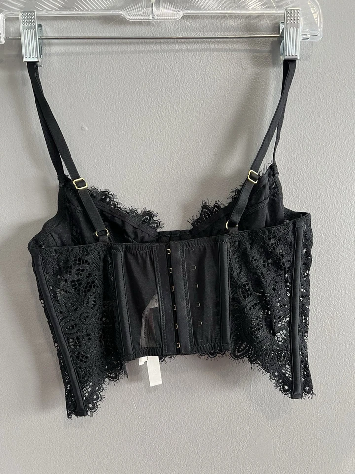 Sujetador bustier de encaje negro Anthropologie Xs  Foto 3 de 4