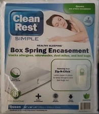 Queen Clean Rest PRO Box Spring Encasement Blocks Allergens, Microtoxins, Dust M