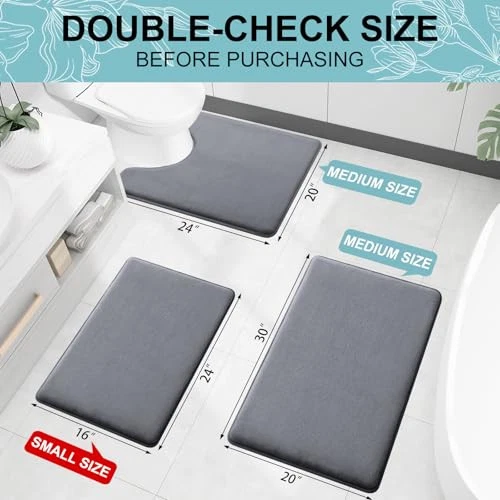  Alfombras de inodoro de espuma viscoelástica en forma de U 24x20, alfombra de contorno extra de 24" x 20" gris oscuro Foto 2 de 4