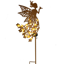 abc HOME LED Solar Gartenstecker Fee | Edelrost-Optik Metall | 65cm