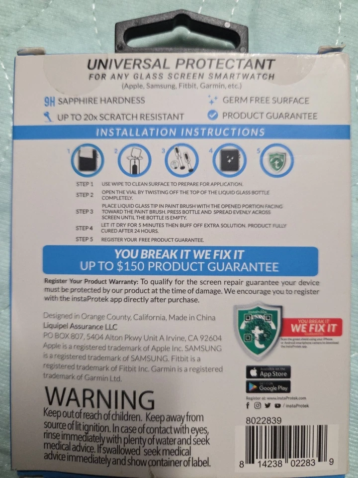 Nuevo en caja Protector de pantalla líquido Liquipel para relojes inteligentes con pantalla de vidrio Foto 2 de 2