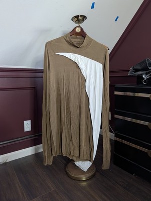 RICK OWENS FW15 Sphinx Virgin Wool Mustard/Milk Knit Layered Draped Mock Neck...