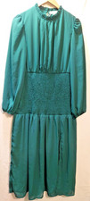 NWT Miss Floral Green Shirred Waist Midi Dress Size S UK 10