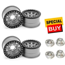 Vanquish 1.9 Alum KMC KM236 Tank Beadlock Grey Wheels (4) w/ Wheels Hubs (4)